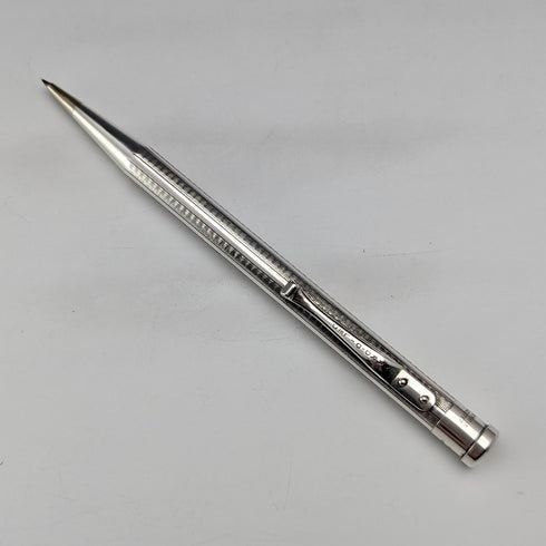 British Vintage Yard O' Red Rolled Silver Push-Pull Pencil